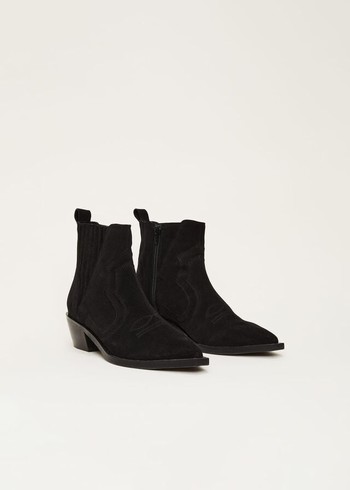 Phase Eight Stitch Detail Suede Boots Black Australia | FV4861027